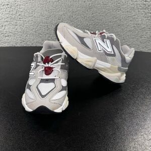 New Balance Kids Grey White Sneakers with Maroon Accent